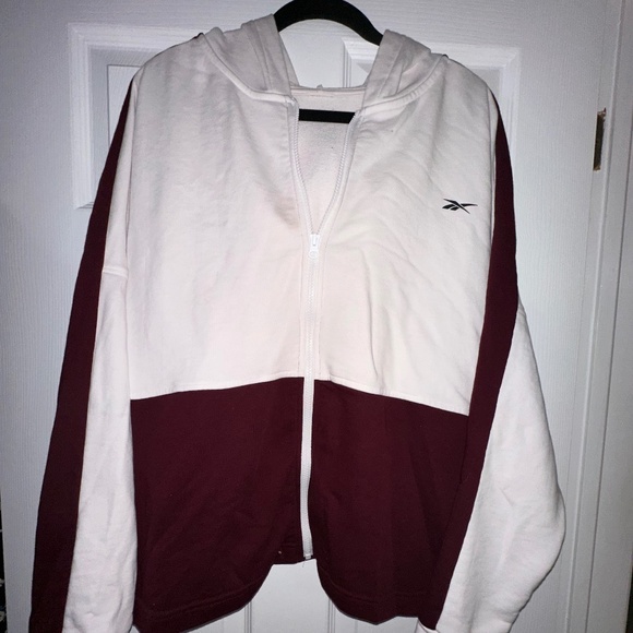 Reebok Cropped Hoodie 3X – White/Maroon/Orange - Picture 1 of 7